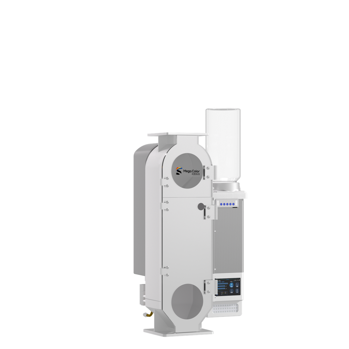 MegaColor 5th Generation standard color powder dosing machine, white housing, front view